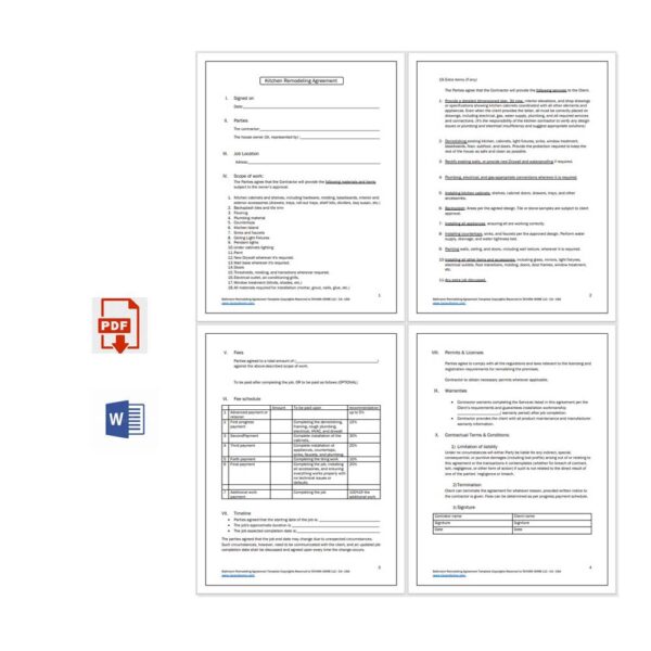 Kitchen Remodeling Agreement Template
